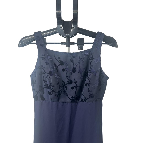 Rhapsody Ltd‎ Blue Embroidered Square Hugh Neckline 90s Vintage Dress Size 8 - Picture 1 of 10